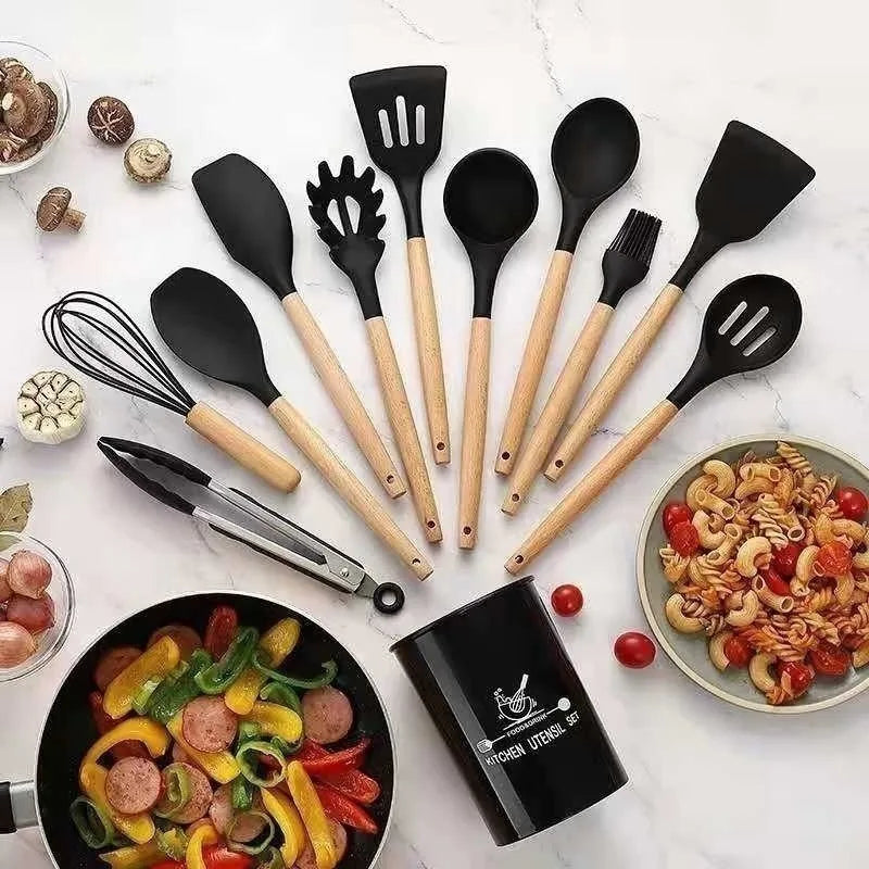Kit de Utensílios de Cozinha em Silicone (12 Peças): Praticidade, Estilo e Qualidade para Sua Cozinha!