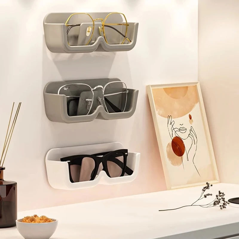Organizador de Óculos Wall-Mounted: Prateleira de Armazenamento para Óculos e Sunglasses - Prático e Sem Perfuração