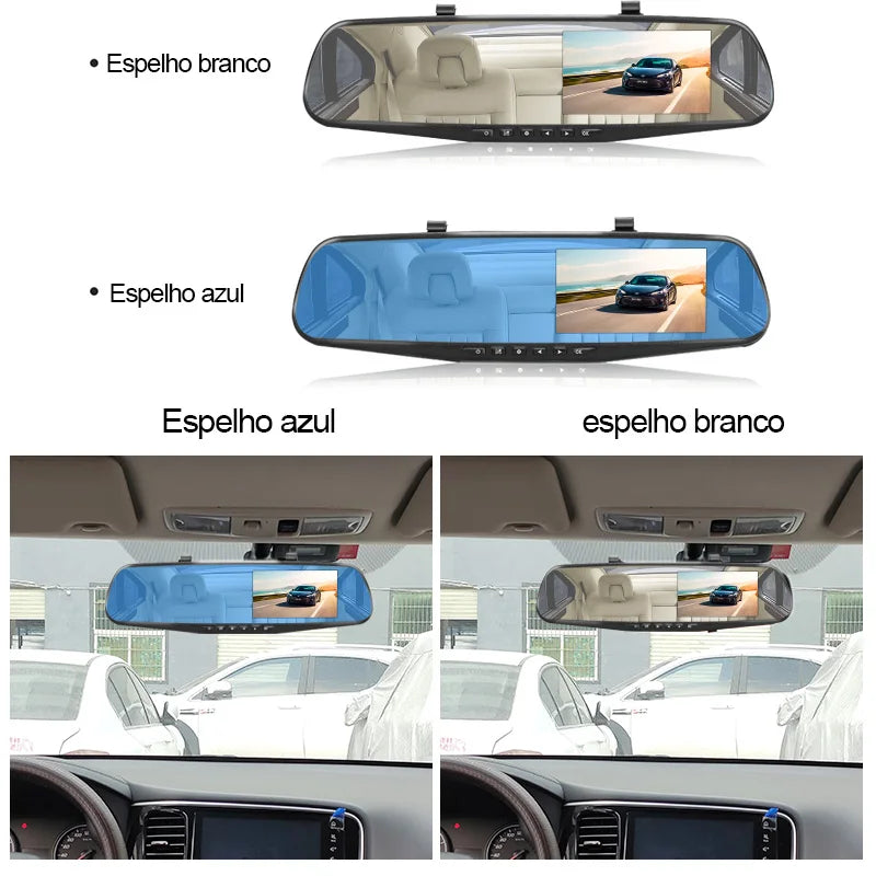 Espelho Retrovisor com Monitor e Câmera DVR 4.3”: Segurança, Qualidade e Visibilidade Completa na Sua Jornada!