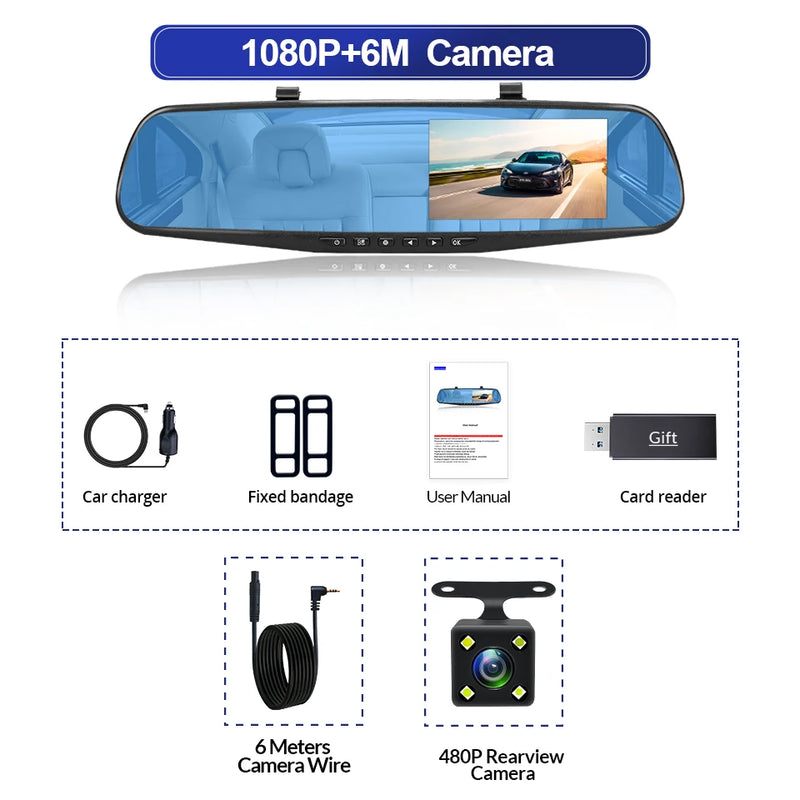 Espelho Retrovisor com Monitor e Câmera DVR 4.3”: Segurança, Qualidade e Visibilidade Completa na Sua Jornada!