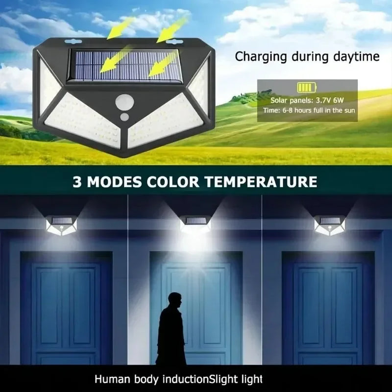 Lâmpada Solar Multifuncional com Sensor de Movimento - Iluminação Eficiente e Sustentável para Exteriores