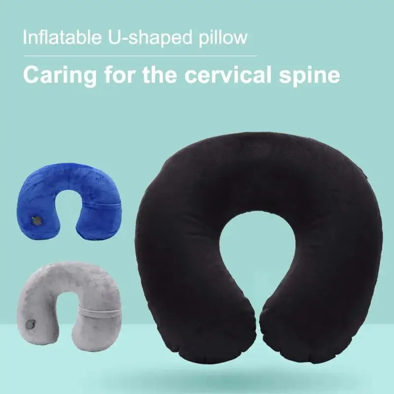 Travesseiro U-shaped Inflável Portátil: Conforto e Apoio para o Pescoço em Viagens, Escritório e Descanso