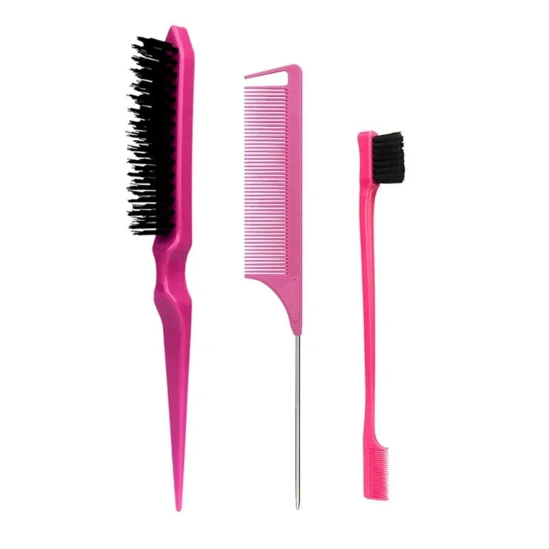 Kit de Penteado 3 Peças: Pente, Escova e Pente de Cauda para Cabelos Impecáveis!